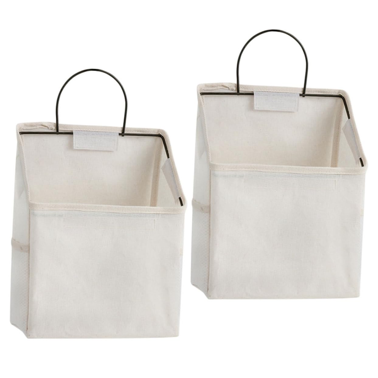 Borsa Organizer da Appendere per Porta Bianca 2 Pezzi | Tessuto di Cotone , Tasche Laterali e Scomparto Principale Ampio , Uso Domestico per Posta e Gioielli