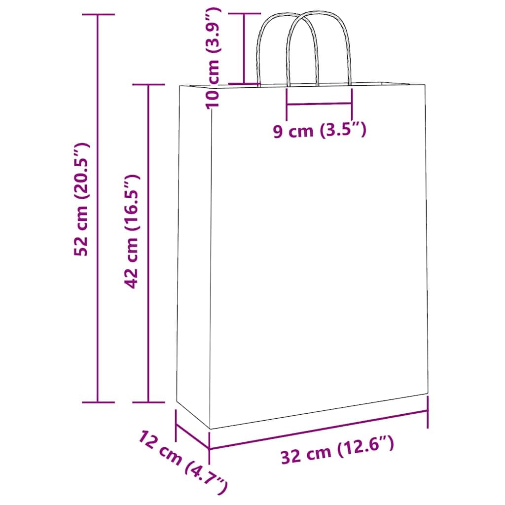 vidaXL Papiertragetaschen 50 Stk., Papiertüten mit Henkeln, Papiertüten, Geschenktüten für Einkaufen Hochzeiten Verpackungen Partys Geburtstag Weihnachten, Weiß 32x12x42cm