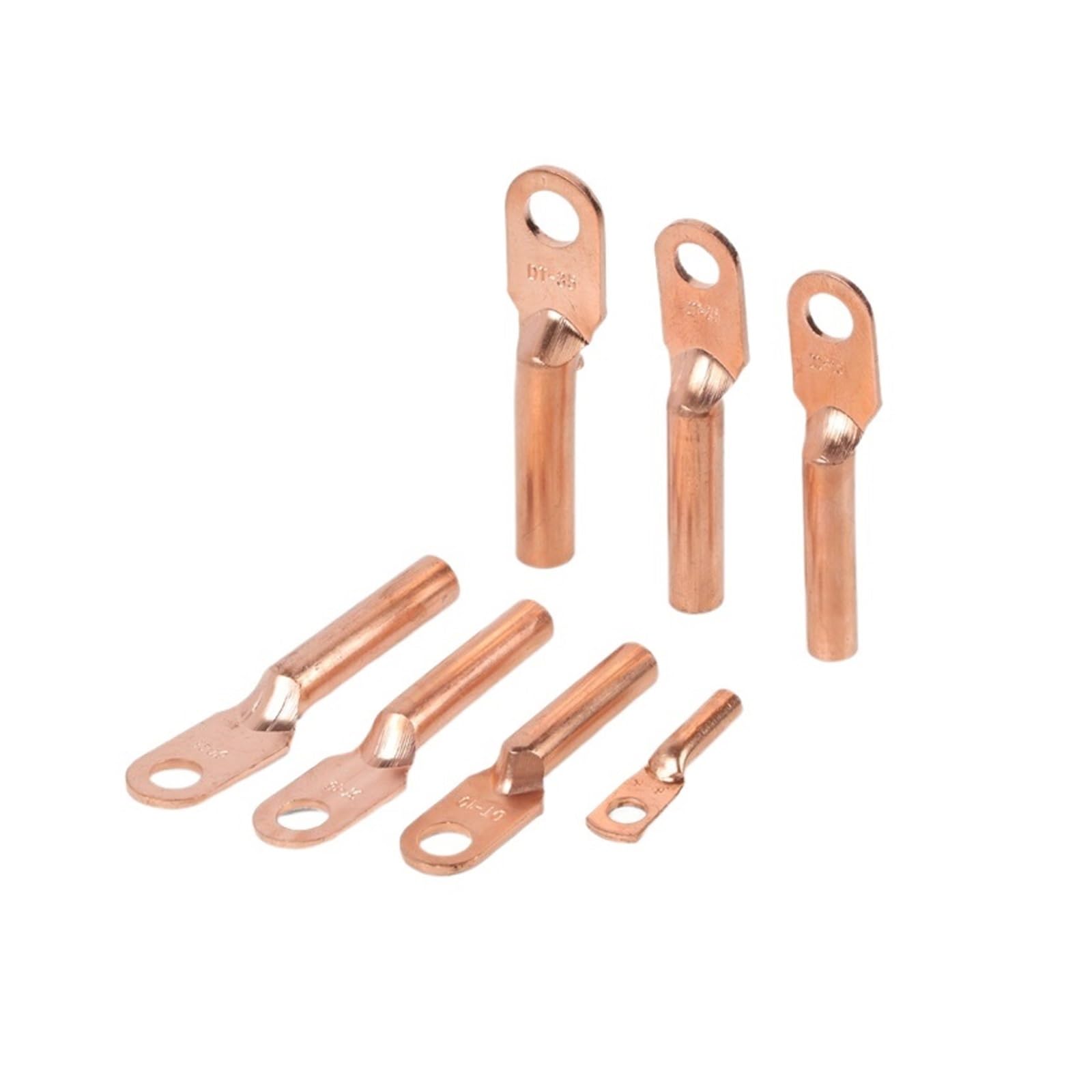 Terminal de cobre DT-10 sin aislar con conector de tubo redondo para crimpar cables eléctricos