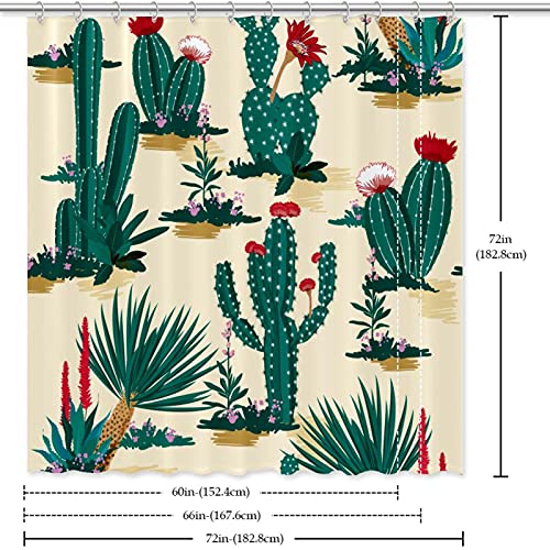 Rideau de douche motif cactus vert lavable 152x182 cm - 7