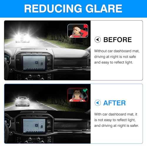 Image of Autorder Dashboard Cover Mat for 2021-2025 2026 Ford F150 F-150 Hybrid Accessories Dash Cover Upgrade Velvet Dash Mat Sunshade Glare UV Rays Protector (Only fit for 12-inch Touchscreen)