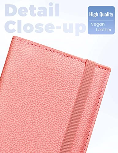Image of Yarnic Checkbook Cover for Personal Checkbook, Checkbook Holder with Pen Holder & Built-in Clear Plastic Divider for Duplicate Checks (Coral Pink)