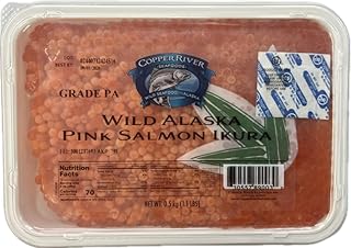 Wild Alaskan Pink Salmon Red Caviar, Copper River Seafoods, Kosher Whole Salmon Roe/Ikura, 500g/1.1lb (Pack of 2)