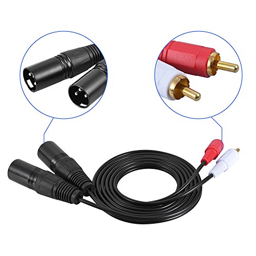 Mingzhe Cabo de Áudio Estéreo de 1,5 M/5 Pés Cabo Duplo Xlr Macho para Plugue Macho Rca Duplo para A