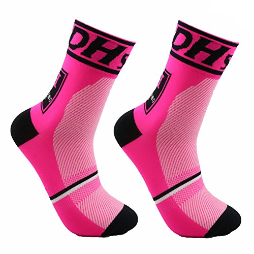 DH Sports Grofitness Calcetines de compresión para Entrenamiento al Aire Libre, Ciclismo, fútbol, Correr, para Hombre y Mujer, 1 par de Rosas.