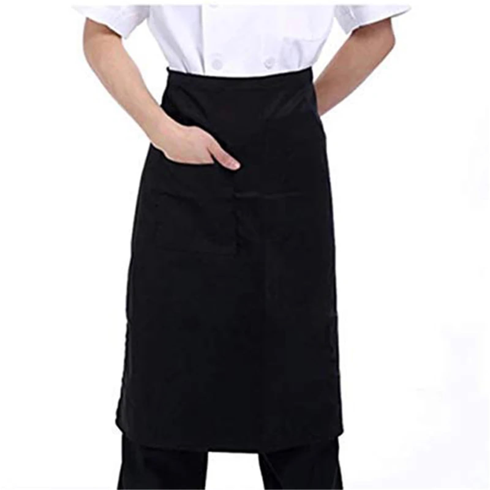 Küchen-Kochschürze, gestreift, kariert, halblange Schürze mit kurzer Taille und Tasche, Catering, Chef, Kellner, Barschürze für Restaurant