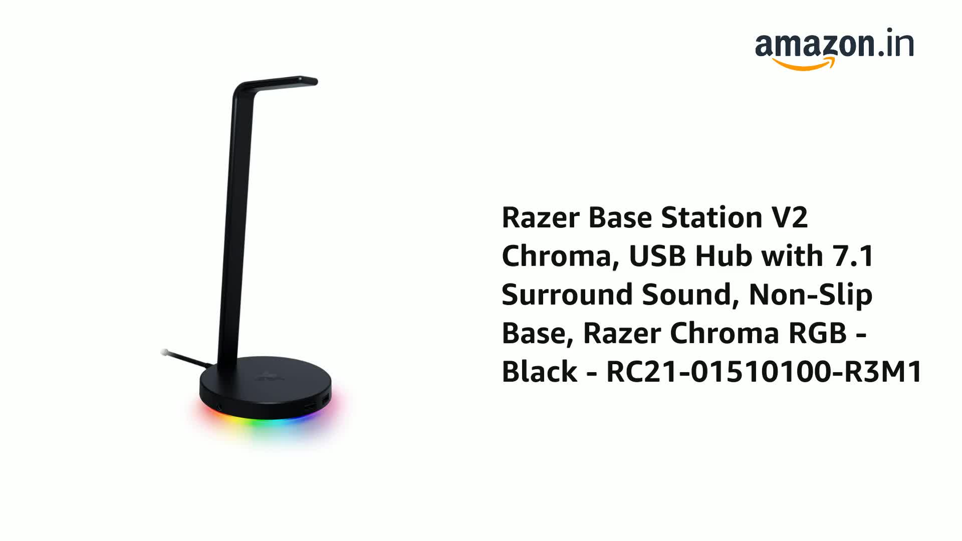 Razer Base Station V2 Chroma ブラック Razer Base Station V2 Chroma, USB Hub with 7.1 Surround Sound, Non