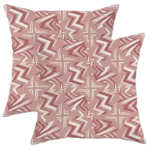 Lot de 2 housses de coussin décoratives abstraites en zigzag avec fermeture éclair dissimulée pour maison, salon, chambre à coucher, dortoir, canapé (40,6...