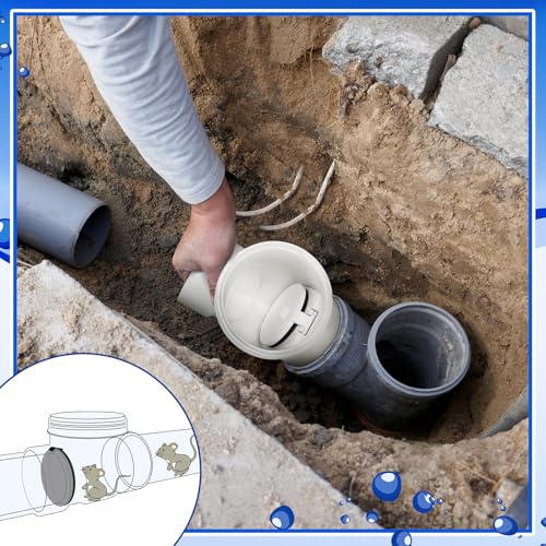 Image of Tondiamo 2 Pcs 3 inch PVC Backwater Valve Backflow Preventer Valve, White PVC