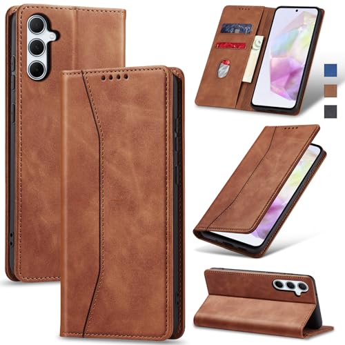 Image of Jasonyu Flip Wallet Case for Samsung Galaxy A35,Brown