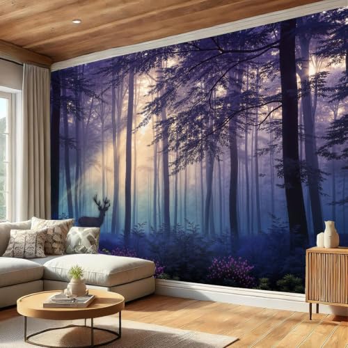 Papier peint panoramique forêt brumeuse 200x140 cm intissé - 4