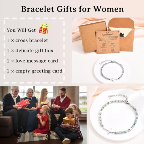 Image of Religious Cross Bracelet for Women Girls, Christian Gifts for Daughter Granddaughter Sister in Christ Friend Niece on Birthday Christmas Easter Valentines Day Graduation