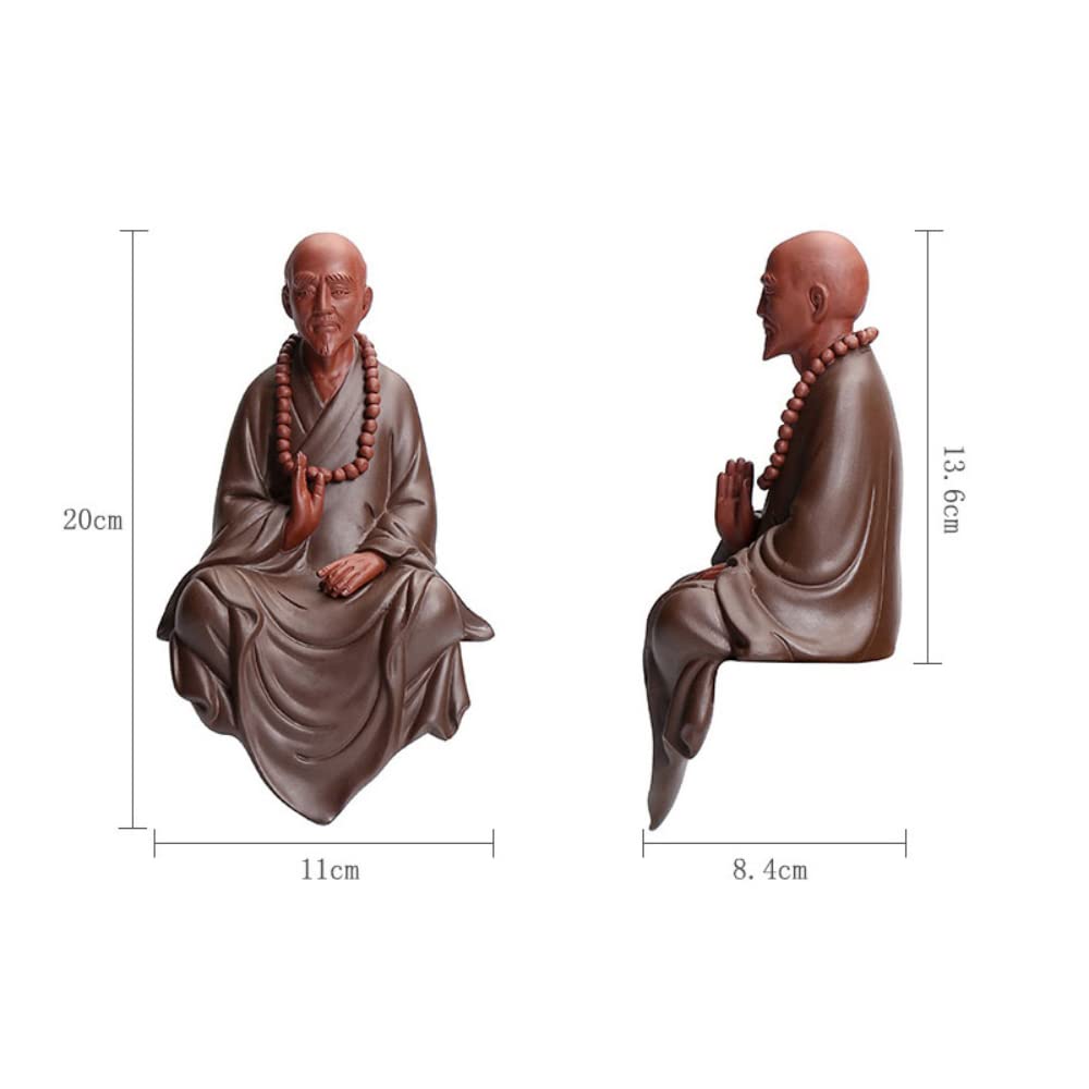XIALON Estatua de Buda de 20 cm para meditación sentada, arena morada, sala de estudio de cerámica, chino clásico zen