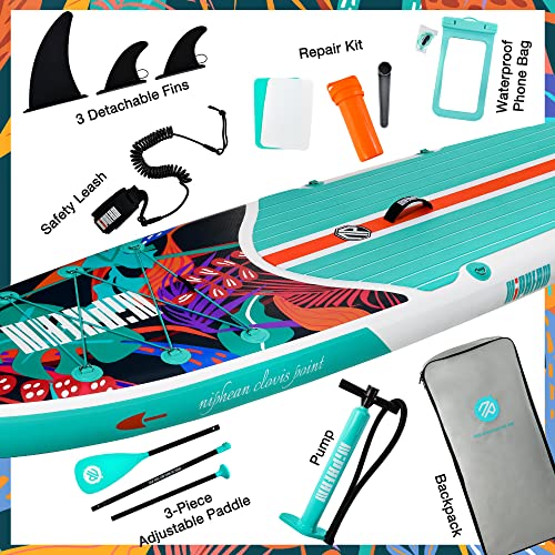 Niphean Inflatable Stand Up Paddle Board With Sup Accessories, 5Mm Double Anti-Slip Eva Deck, 10’6’’ Inflatable Paddle Boards For Adults & Youth Of All Skill Levels #TOP3