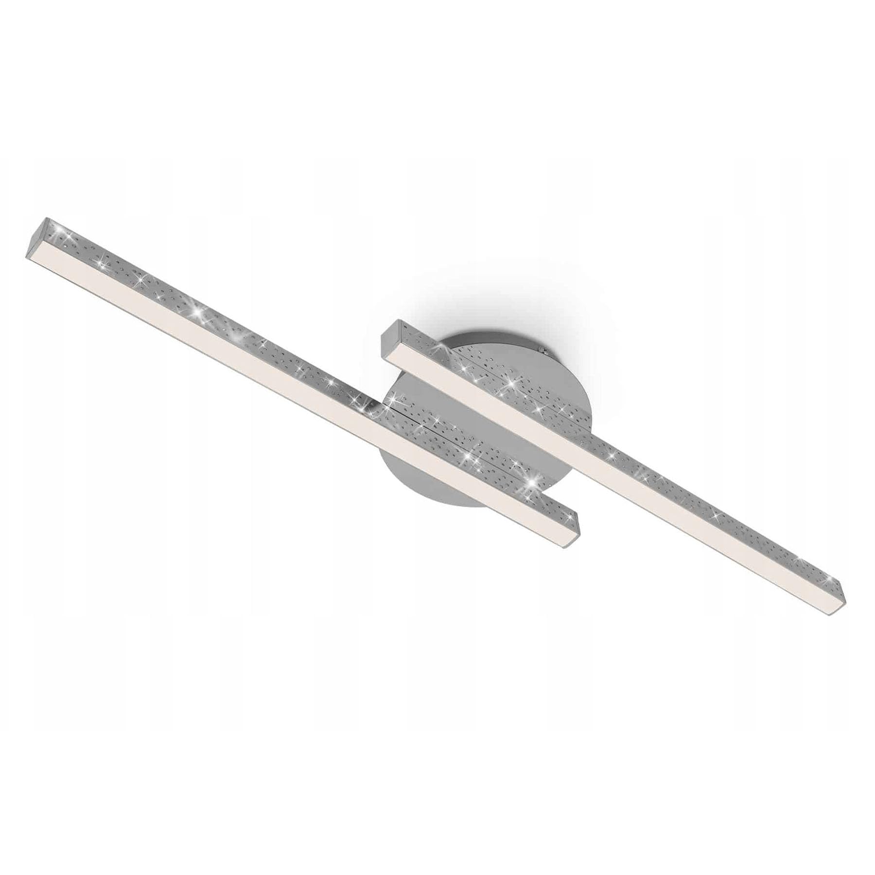 BRILONER Leuchten LED Ceiling Light with Glitter Effect 10.5 Watt 1400 Lumen 3000 Kelvin Chrome 600 x 140 x 52 mm