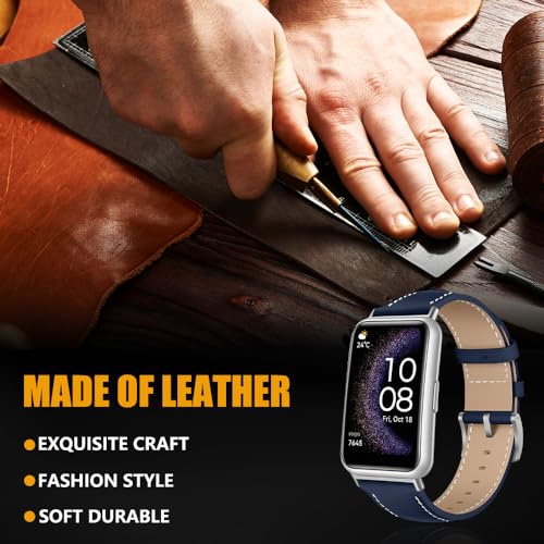 Niboow Strap for Huawei Watch Fit/Fit New/Fit Elegant/Fit SE, Leather Adjustable Watch Band with Stainless Steel Buckle - Image 3