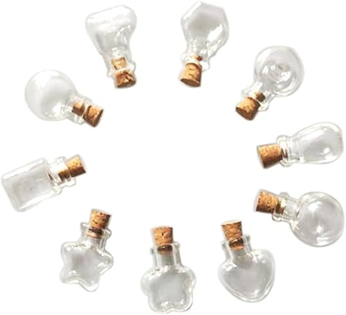 Miniatura 2 de Mini lindas botellas de vidrio colgantes mezcladas 10 formas pequeñas botellas colgantes DIY con corcho, frascos de bricolaje regalos frasco (10,