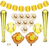15Pcs Softball Party Decorations Softball Balloons Softball Glove Balloon Latex Confetti Balloons Ba