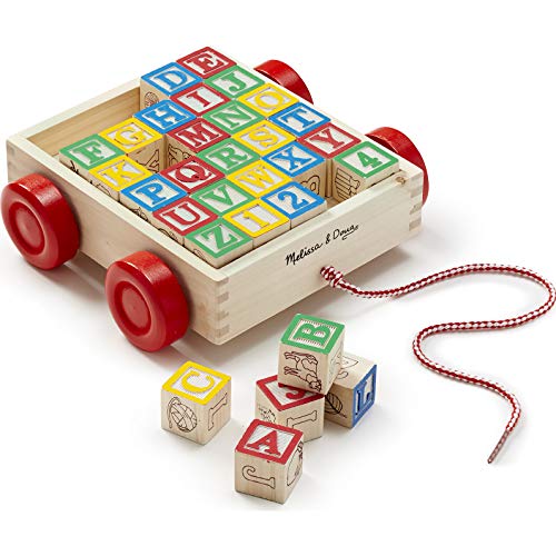 Image of Melissa & Doug﻿ Classic ABC: 30-Piece Wooden Block Cart Bundle with 1 Theme Compatible M&D Scratch Fun Mini-Pad (01169)