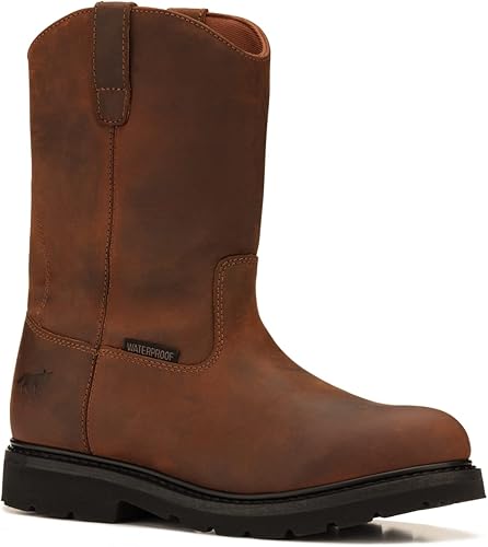 Golden Fox 12236WP Suela ligera de cuña Wellington impermeable de 11 pulgadas para construcción, agricultura y ganadería