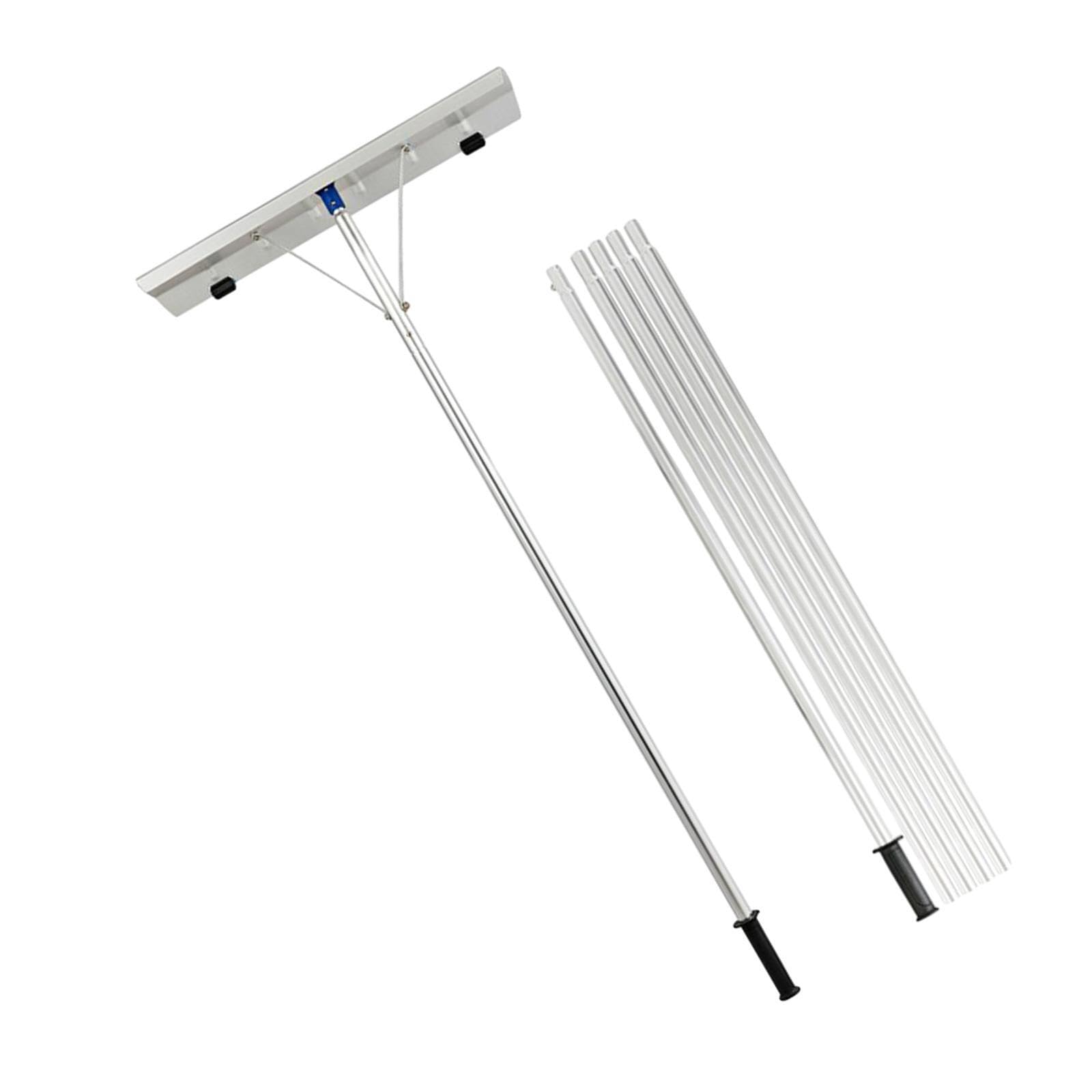 Rastrillo de Nieve Ligero para techos, Cepillo quitanieves Ajustable, Herramienta eficiente para Quitar Nieve de jardín y rastrillo telescópico de Aluminio.