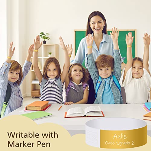 MIAHART Paper Wristbands for Events - 300 Pcs Gold Waterproof Party Arm Bands for Lightweight Concert Use
