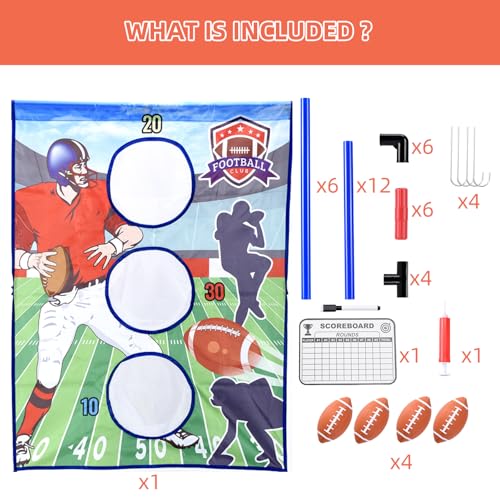 Jahenway Football Toss Game Set with 4 Inflatable Balls – Football Throwing Target Toy for Kids Ages 8-12, Indoor & Outdoor Sports Activity for Boys and Girls Ages 3+ — view 6