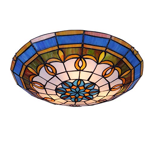 Plafonnier LED pour éclairer un couloir sombre avec un vitrail rond