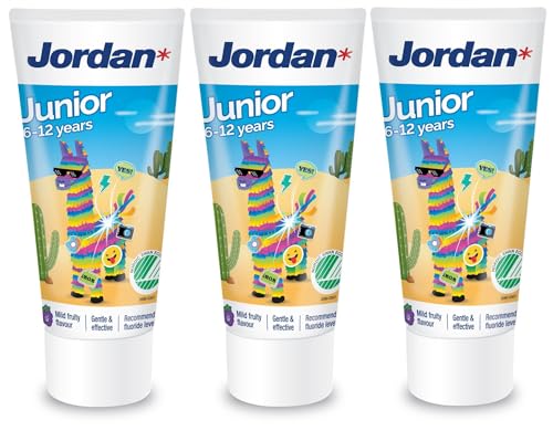 Jordan ® - Dentifrice junior - 6-12 ans - Goût fruité doux - 150 ml x 3