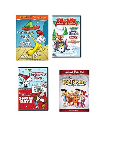 4 Movie collection for kids Dr. Seuss's Green Eggs and Ham/ Tom and Jerry holiday 4 kid favorites/ Charlie Brown's Christmas Tale/ Happiness is Peanuts Snow Day/ Flintstones first season [DVD set] image 2