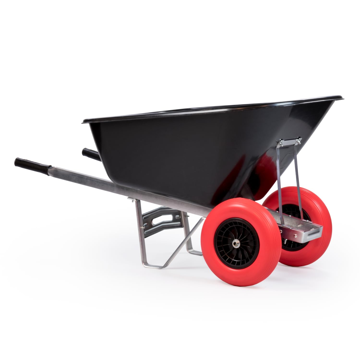KCT 200L Big Wheelbarrow Black Garden Barrow Twin Wheel Puncture Proof Tyre for Builders, Equestrian, Stable Yard, Construction