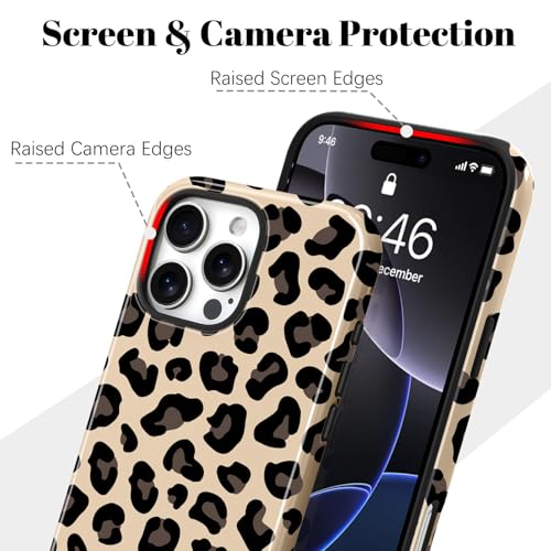 Image of Magnetic for iPhone 16 Pro Case for Women Men, Brown Leopard | Cool Cheetah Pattern Design [Compatible with MagSafe] 2-Layer Hybrid Shockproof Glossy Protective Cover