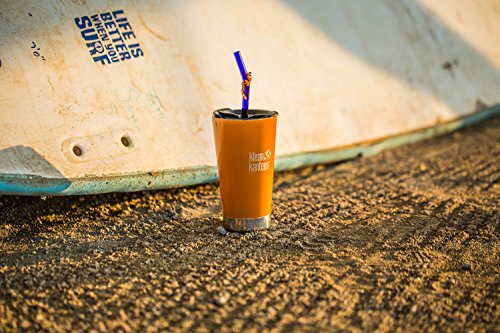 Hummingbird Glass Straws Orange Gecko On 9" Blue Bent Glass Straw Made With Pride In Usa - Includes Cleaning Brush #TOP2