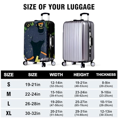 Travel Luggage Cover Suitcase Protector Scratch-Resistant Fit Not Included Suitcase Black Monkey M-22-24in 7