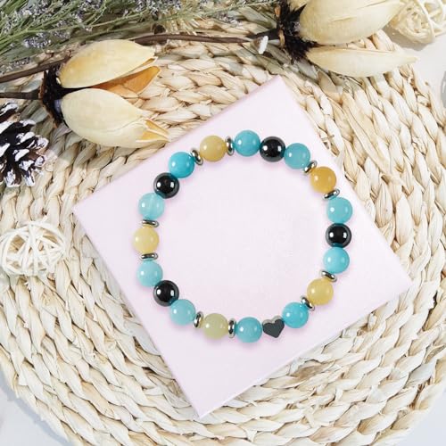 Image of Natural Stone Bracelets Gifts Heart Charm Bracelet Gifts Bracelets Gifts With Warm Message Card Bracelet
