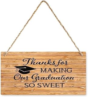 KDVVSW Wood Wall Art Wall Hanging Decor Thanks for Popping by to Celebrate Graduation Hanging Wood Sign Rustic Vintage Wood Sign Decorations for Living Room Bedroom Wedding 6x12 Inch