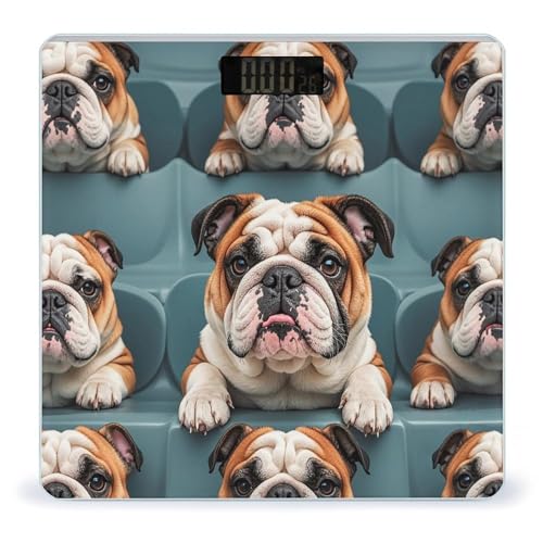 Báscula digital Bulldog inglés divertida para baño