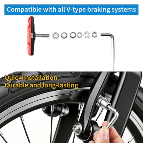 Image of Chooee Bike V-Brake Pads, Bicycle 70mm Brake Blocks Set, 2 Pairs Universal Brake Shoes