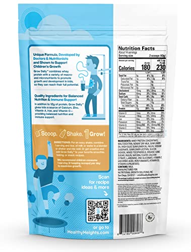 Healthy Height Grow Daily 3 Protein Powder (Vanilla) - Developed By Pediatricians - High In Protein Nutritional Shake - Contains Key Vitamins & Minerals #TOP1
