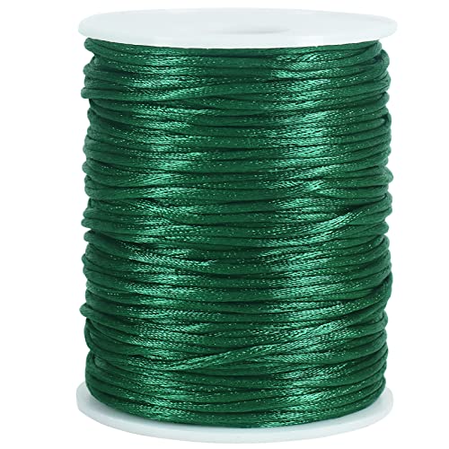Image of Tenn Well 295ft 2mm Satin Nylon Cord Silky Rattail Dark Green for Crafts
