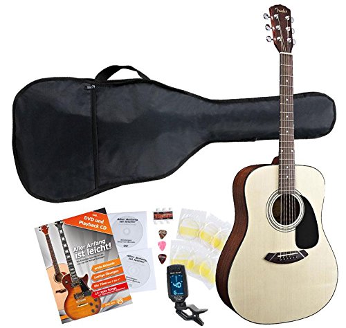 Fender CD-60 NA Kit guitare folk avec étui, accordeur à clip, apprentissage de la guitare avec CD, DVD, cordes et… - Les Beatles, Paul McCartney, John Lennon, RIngo Starr, George Harrison Fender CD-60 NA Kit guitare folk avec étui, accordeur à clip, apprentissage de la guitare avec CD, DVD, cordes et…