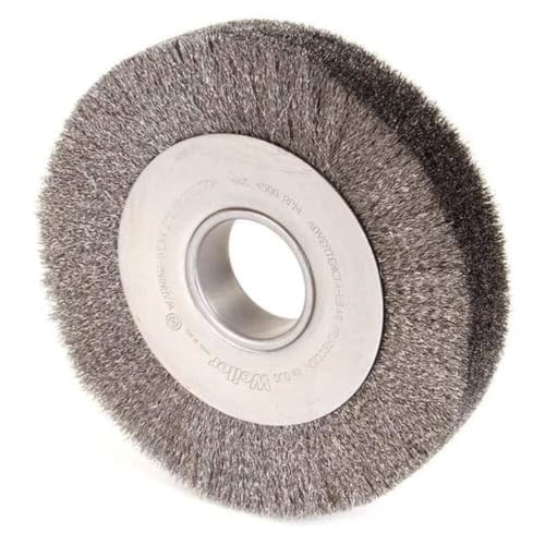 Image of Weiler 03110 8 inch Wide Face Crimped Wire Wheel, .006 inch Steel Fill, 2 inch Arbor Hole