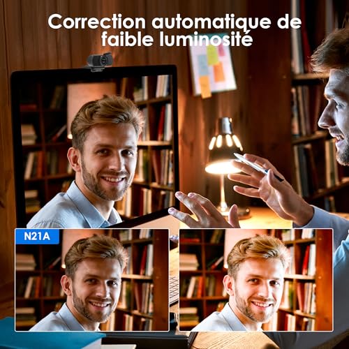Webcam PC Full HD 1080P N21A avec grand angle 100° et micro - 4
