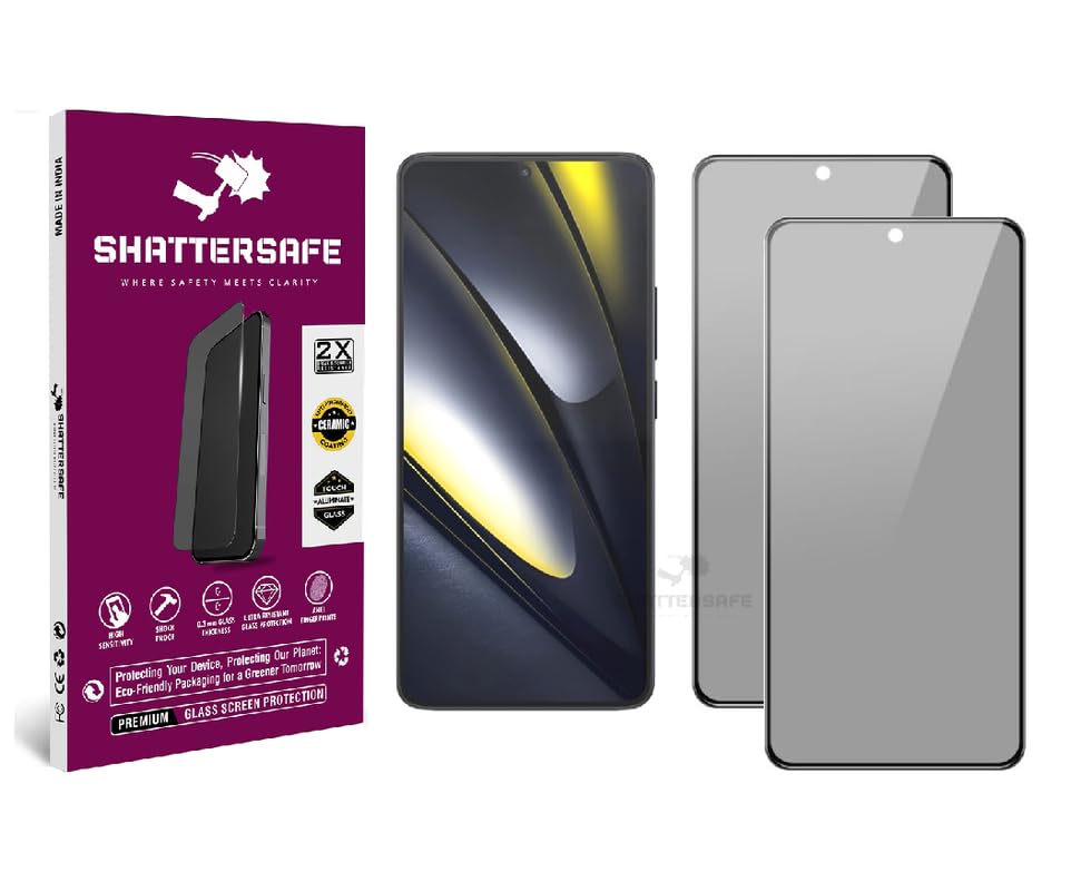 Image of Anti-Spy Privacy Tempered Glass Compatible For Poco F6 5G / X6 5G [Pack of 2]. 9H Hardness, Anti-Scratch, Edge-to-Edge Protection With Easy Installation Kit & Case Friendly Fit.