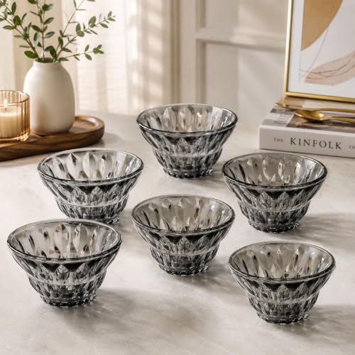 Image of WRINGO Glass Bowls for Kitchen Prep, Dessert, Dips, and Candy Dishes, Cake, Snack Bowl Set of 6 Or Nut Bowl, and Microwave Safe Clear Glass Bowls for Mixing, Storing Size 5 Inch (Set of 6, WD-10)