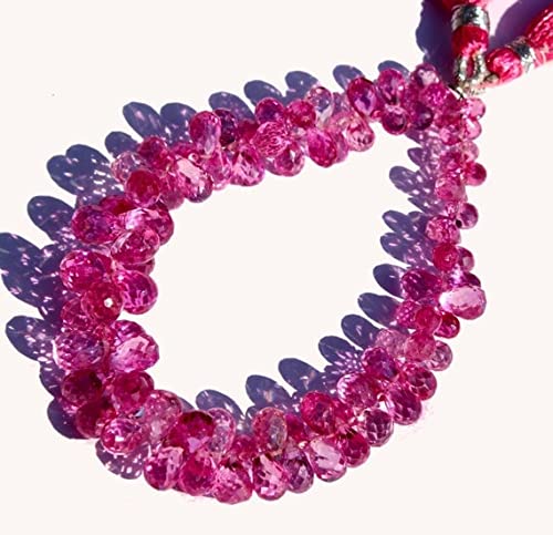 Quartz corindon rose fuchsia en perles gouttes facettées LKBEADS 6x4-12x9 mm