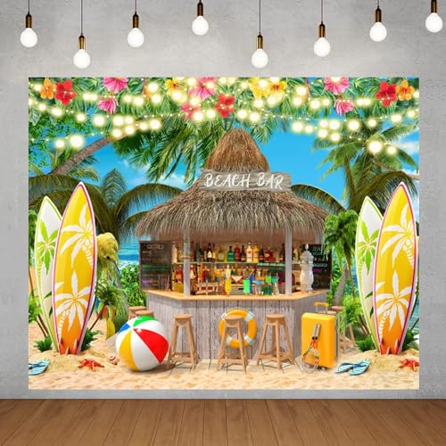 Bannière de fête plage palmier planche de surf été 3x2.4m