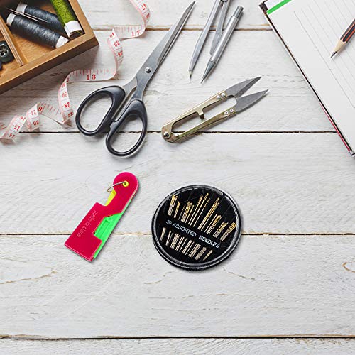 image for HongyiTime 2 Pieces Needle Threaders and 60-Count Assorted Hand Sewing