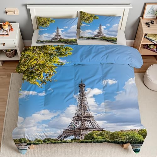 Piumino Singolo Nuvola Trapunte Torre Piumone Imbottito Resistente Lavabile, Super Morbida Trapunta, piumini 160x245 cm in Microfibra Reversibile e 2 Federa 50x80 cmT2157