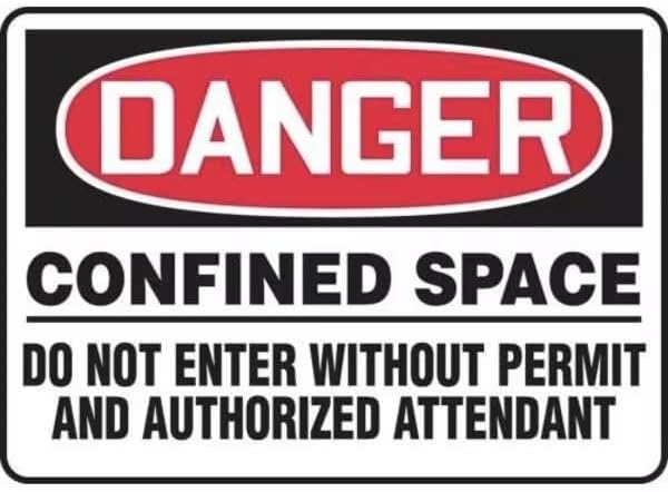 OSHA DANGER SAFETY SIGN CONFINED, Mfr: MCSP023XP-A